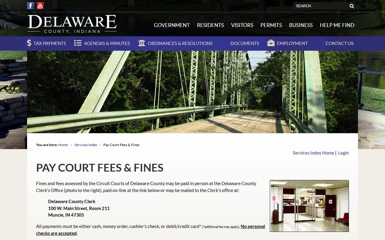 Delaware County Clerk of the Circuit Courts court fees and fines payment
