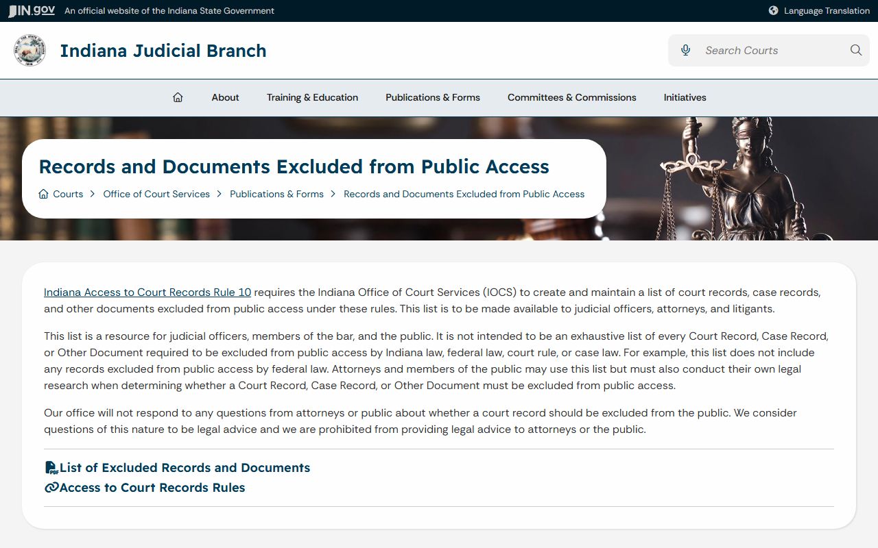 Delaware County court dockets excluded records list
