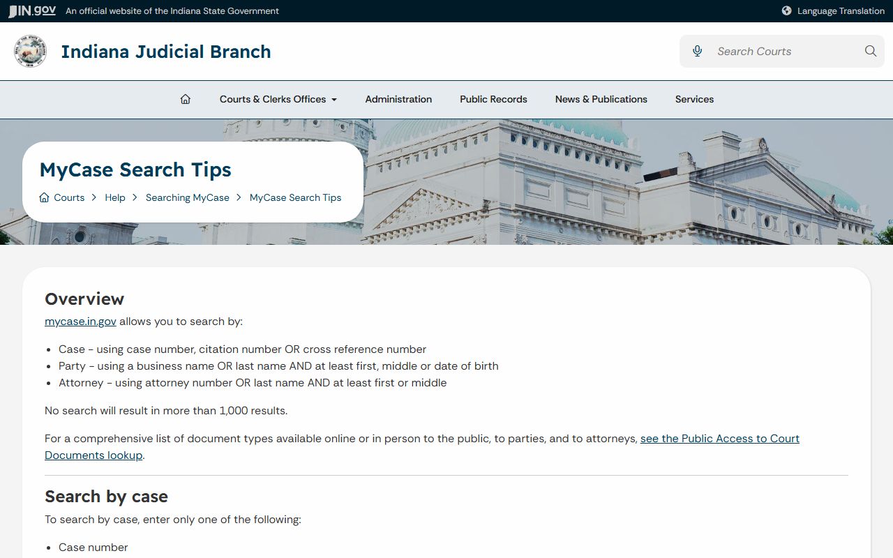 Delaware County court records MyCase search tips