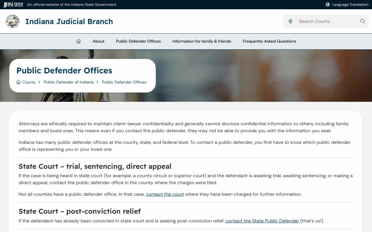 Delaware County criminal court records public defender links