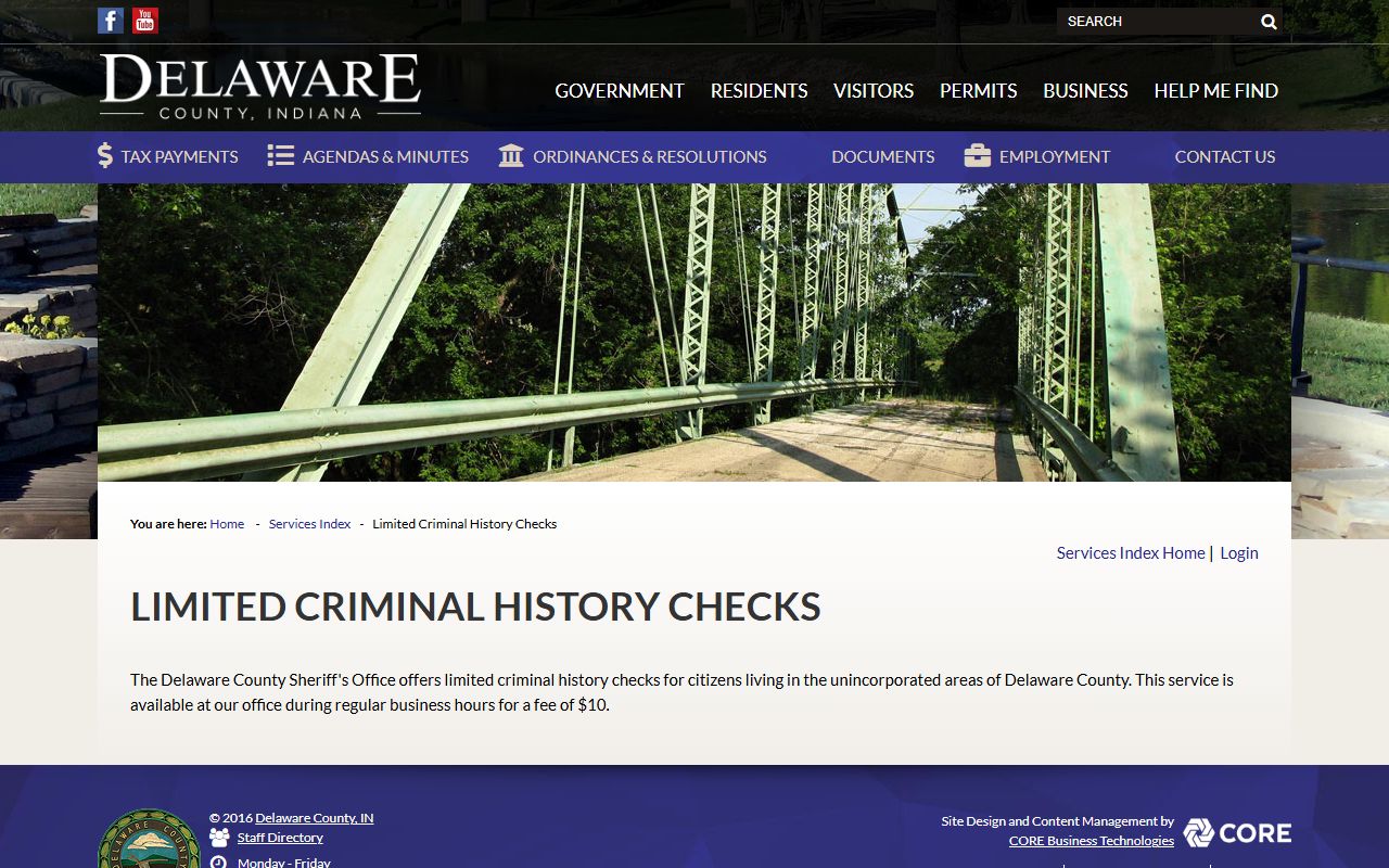 Delaware County criminal court records limited criminal history checks