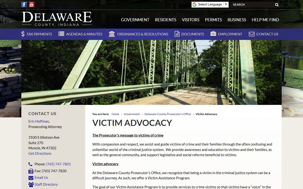 Delaware County criminal court records victim advocacy