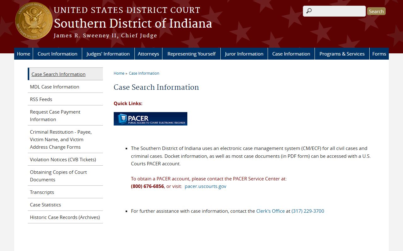 Delaware County Circuit Court federal case search distinction