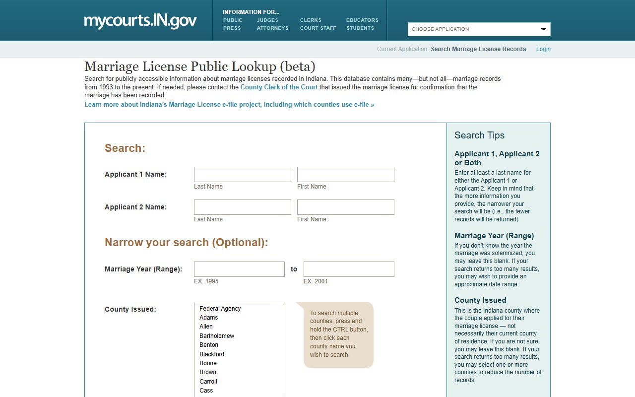 Delaware County marriage records Indiana license public lookup