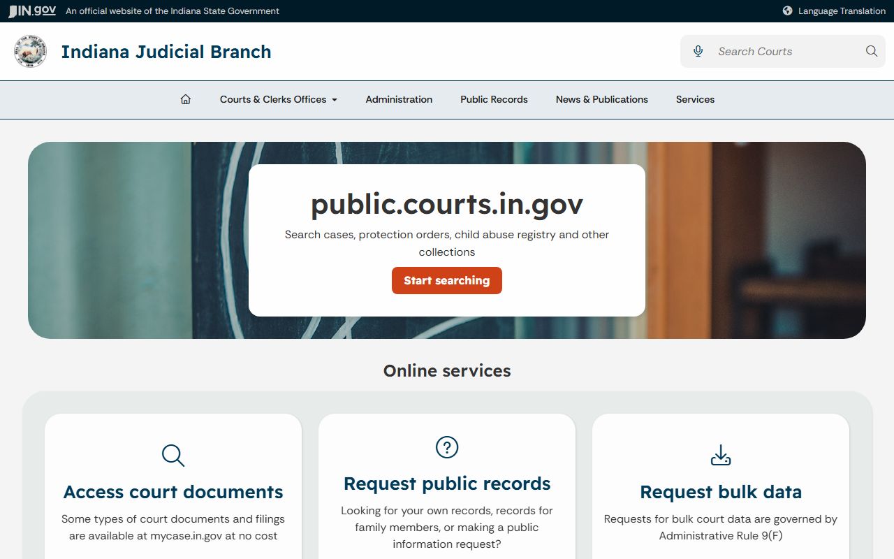 Delaware County probate records Indiana courts public records portal