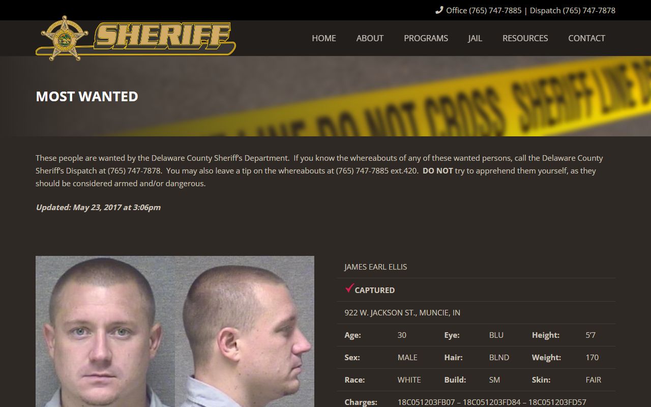 Delaware County warrant search sheriff most wanted